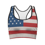 American Flag Knitted Print Women's Sports Bra