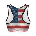 American Flag Knitted Print Women's Sports Bra