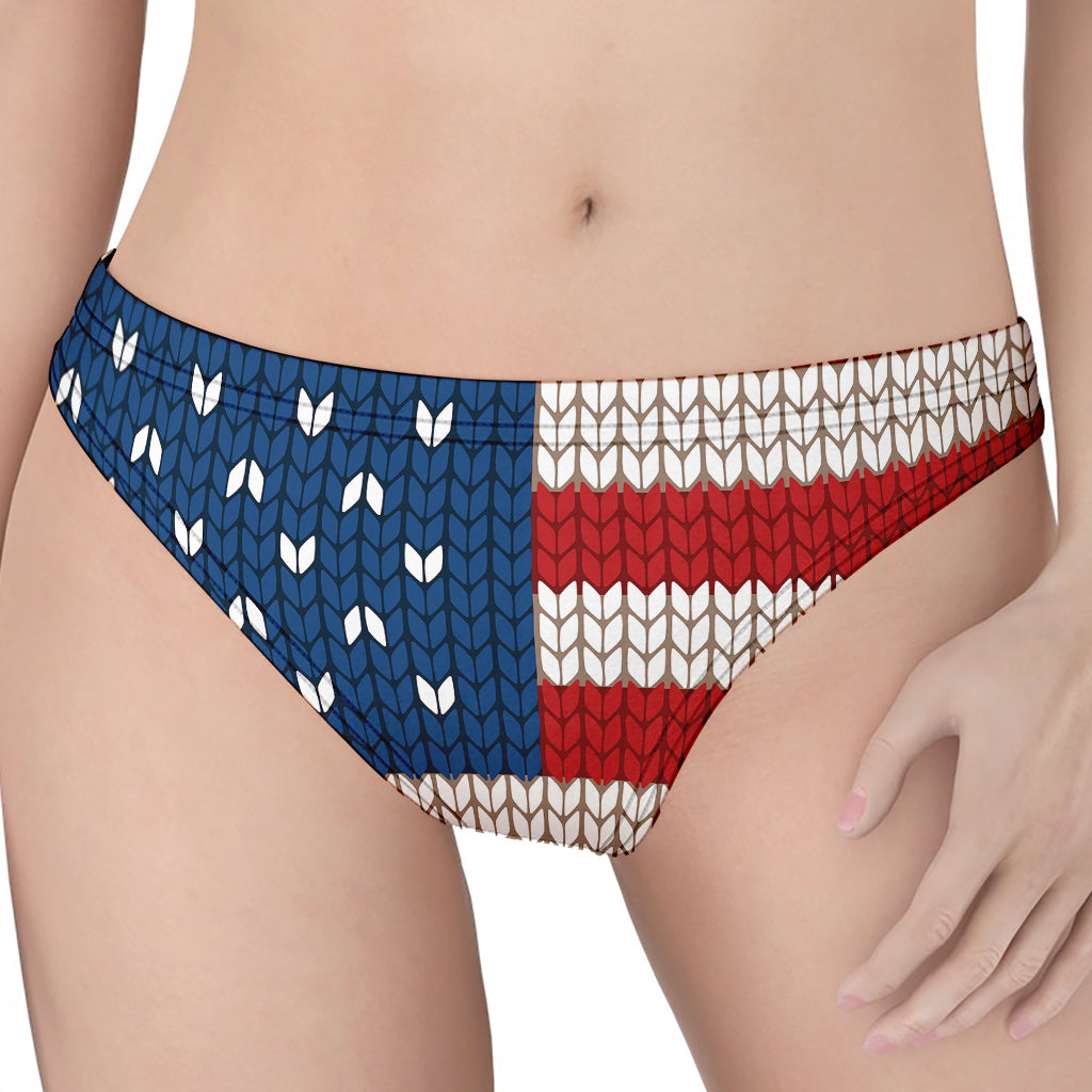 American Flag Knitted Print Women's Thong