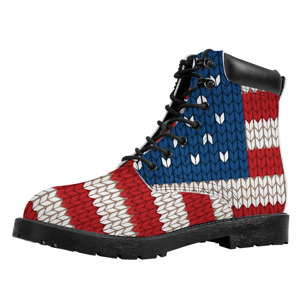 American Flag Knitted Print Work Boots