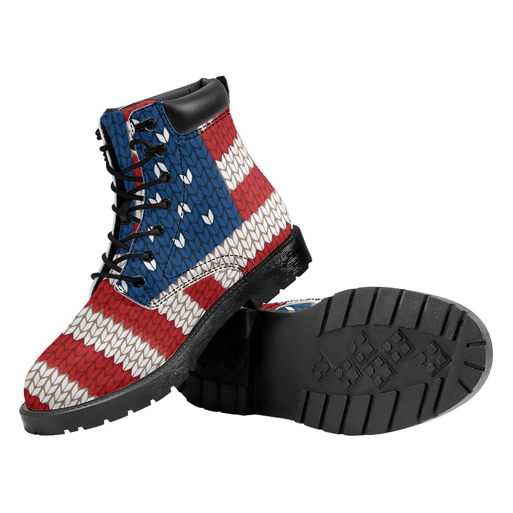 American Flag Knitted Print Work Boots
