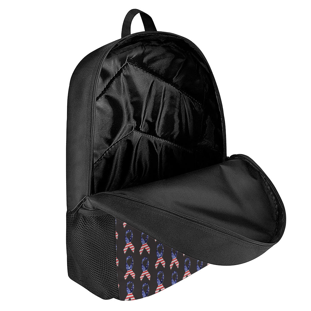 American Flag Ribbon Pattern Print 17 Inch Backpack