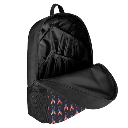 American Flag Ribbon Pattern Print 17 Inch Backpack