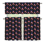 American Flag Ribbon Pattern Print 3 Piece Kitchen Curtains