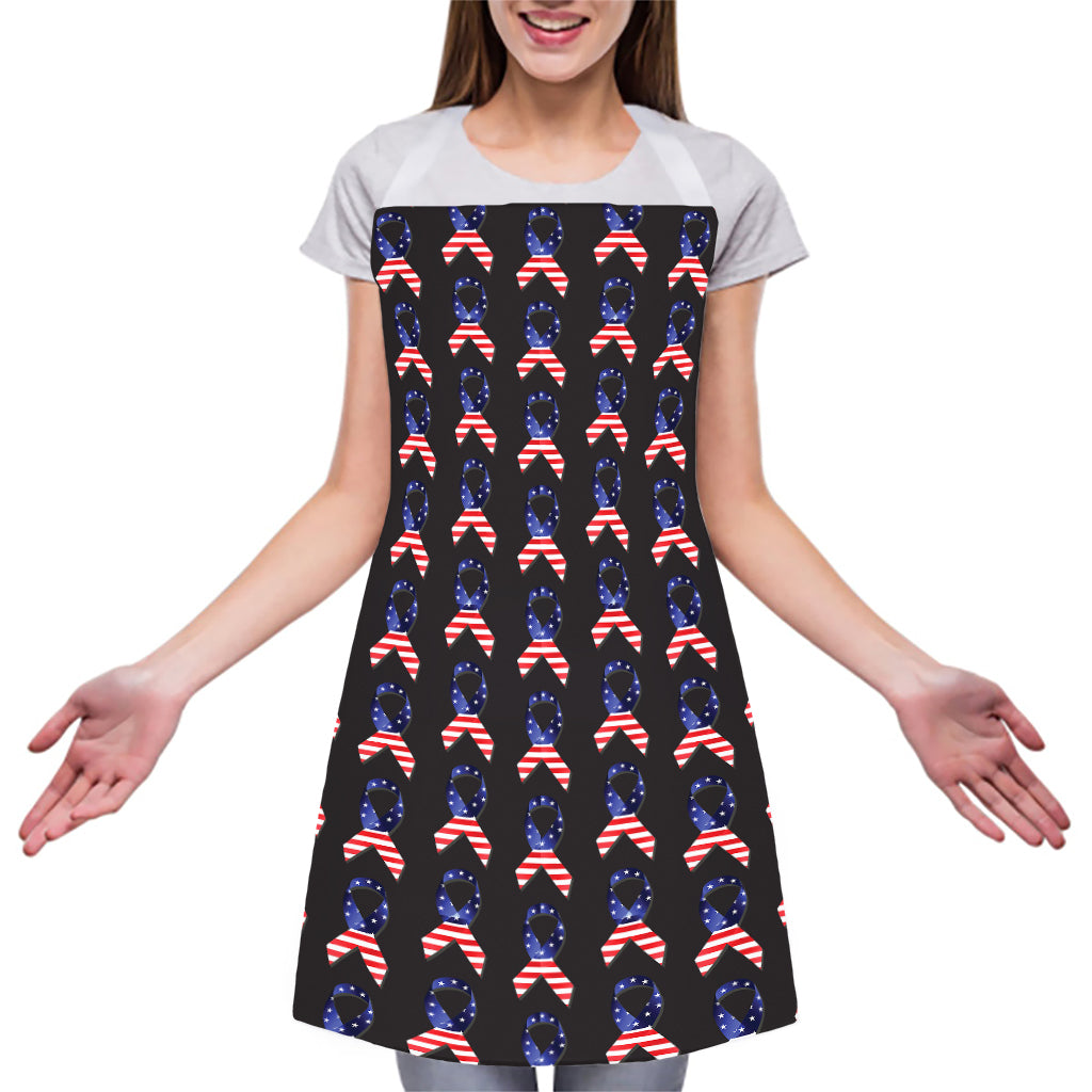 American Flag Ribbon Pattern Print Adjustable Apron