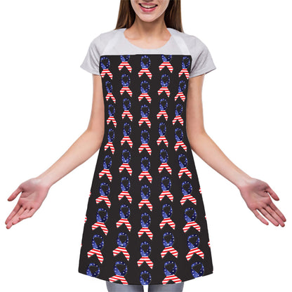 American Flag Ribbon Pattern Print Adjustable Apron