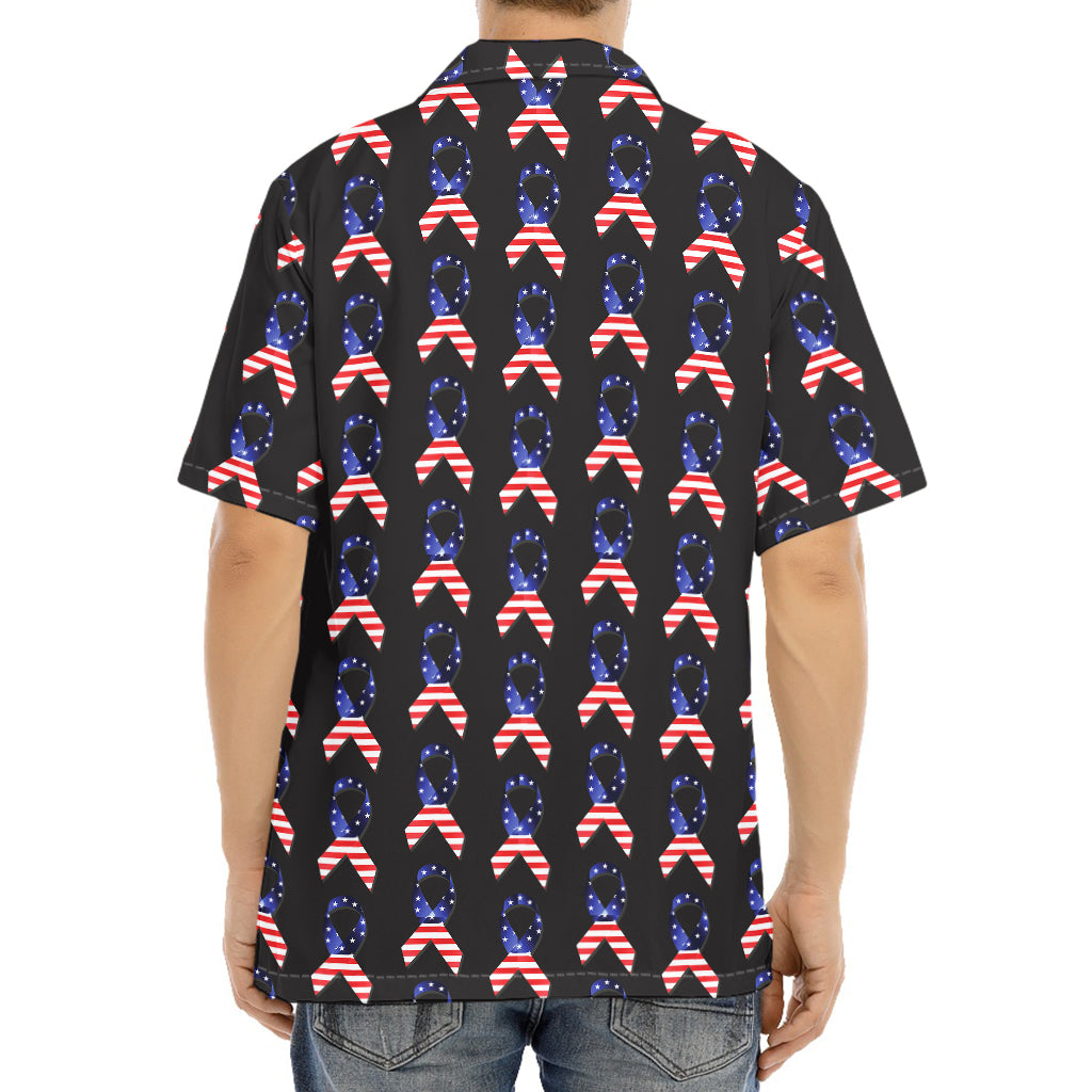 American Flag Ribbon Pattern Print Aloha Shirt