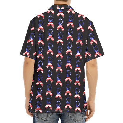 American Flag Ribbon Pattern Print Aloha Shirt
