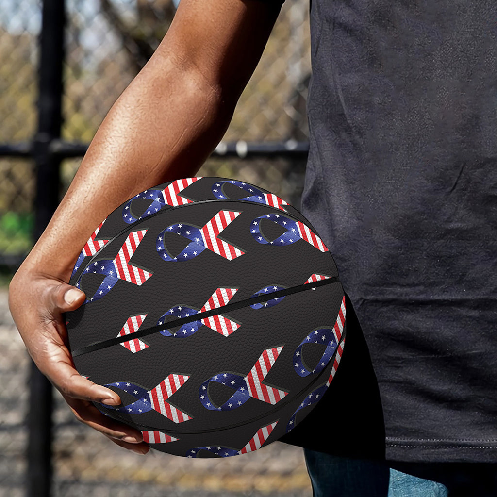 American Flag Ribbon Pattern Print Basketball