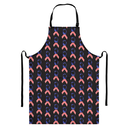 American Flag Ribbon Pattern Print Bib Apron With Pocket