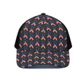 American Flag Ribbon Pattern Print Black Mesh Trucker Hat