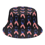 American Flag Ribbon Pattern Print Bucket Hat