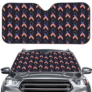 American Flag Ribbon Pattern Print Car Windshield Sun Shade