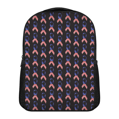 American Flag Ribbon Pattern Print Casual Backpack