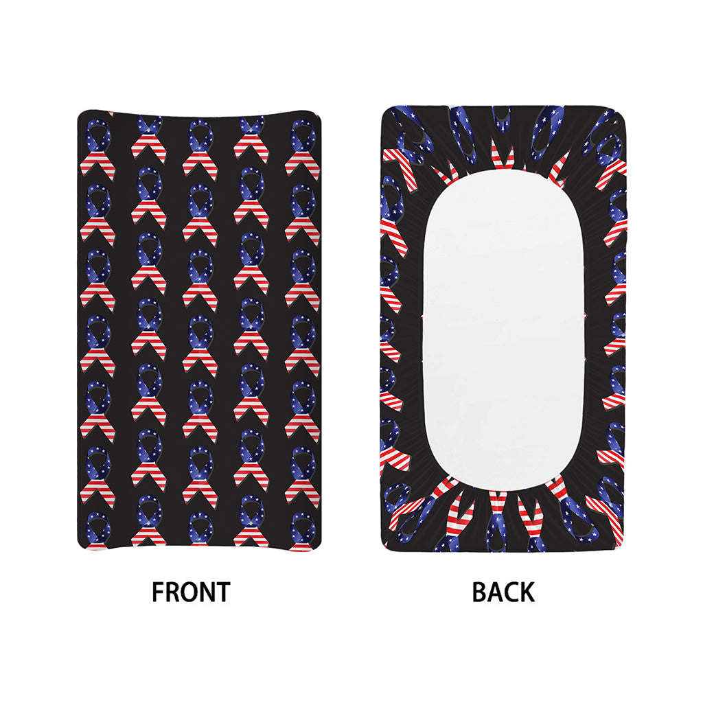American Flag Ribbon Pattern Print Changing Pad Cover