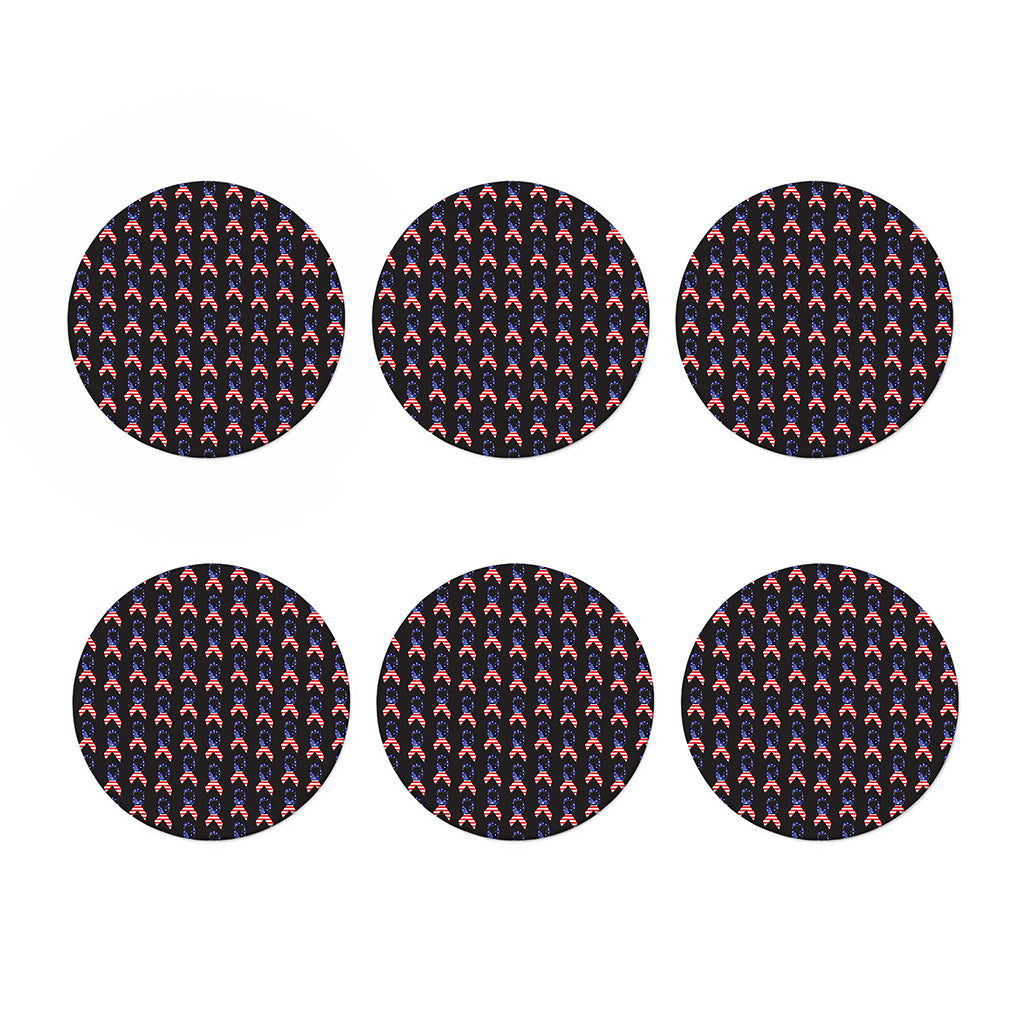 American Flag Ribbon Pattern Print Coaster Set