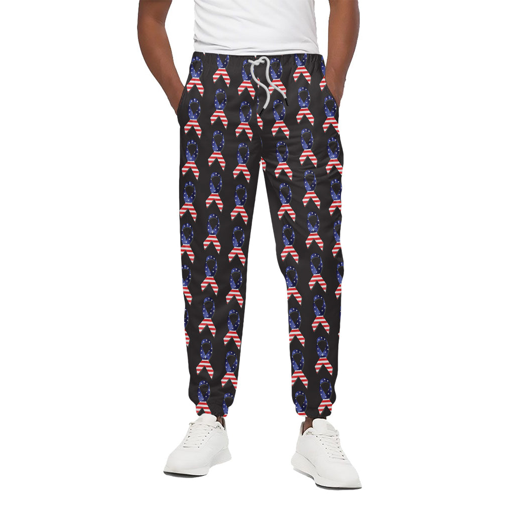 American Flag Ribbon Pattern Print Cotton Pants