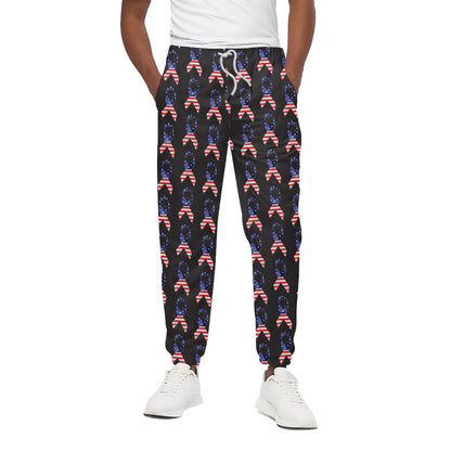 American Flag Ribbon Pattern Print Cotton Pants