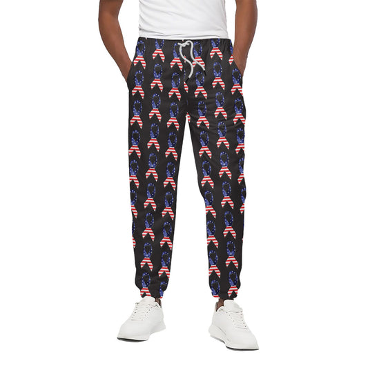 American Flag Ribbon Pattern Print Cotton Pants