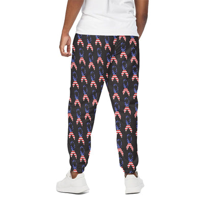 American Flag Ribbon Pattern Print Cotton Pants