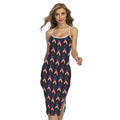 American Flag Ribbon Pattern Print Cross Back Cami Dress