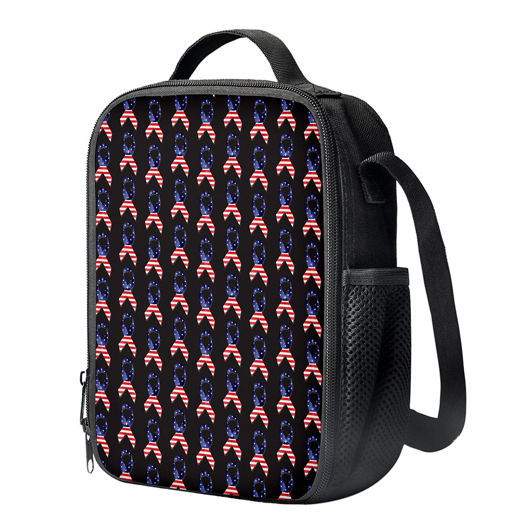 American Flag Ribbon Pattern Print Crossbody Lunch Bag