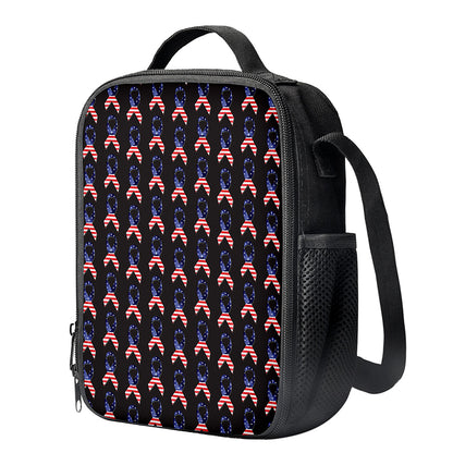 American Flag Ribbon Pattern Print Crossbody Lunch Bag