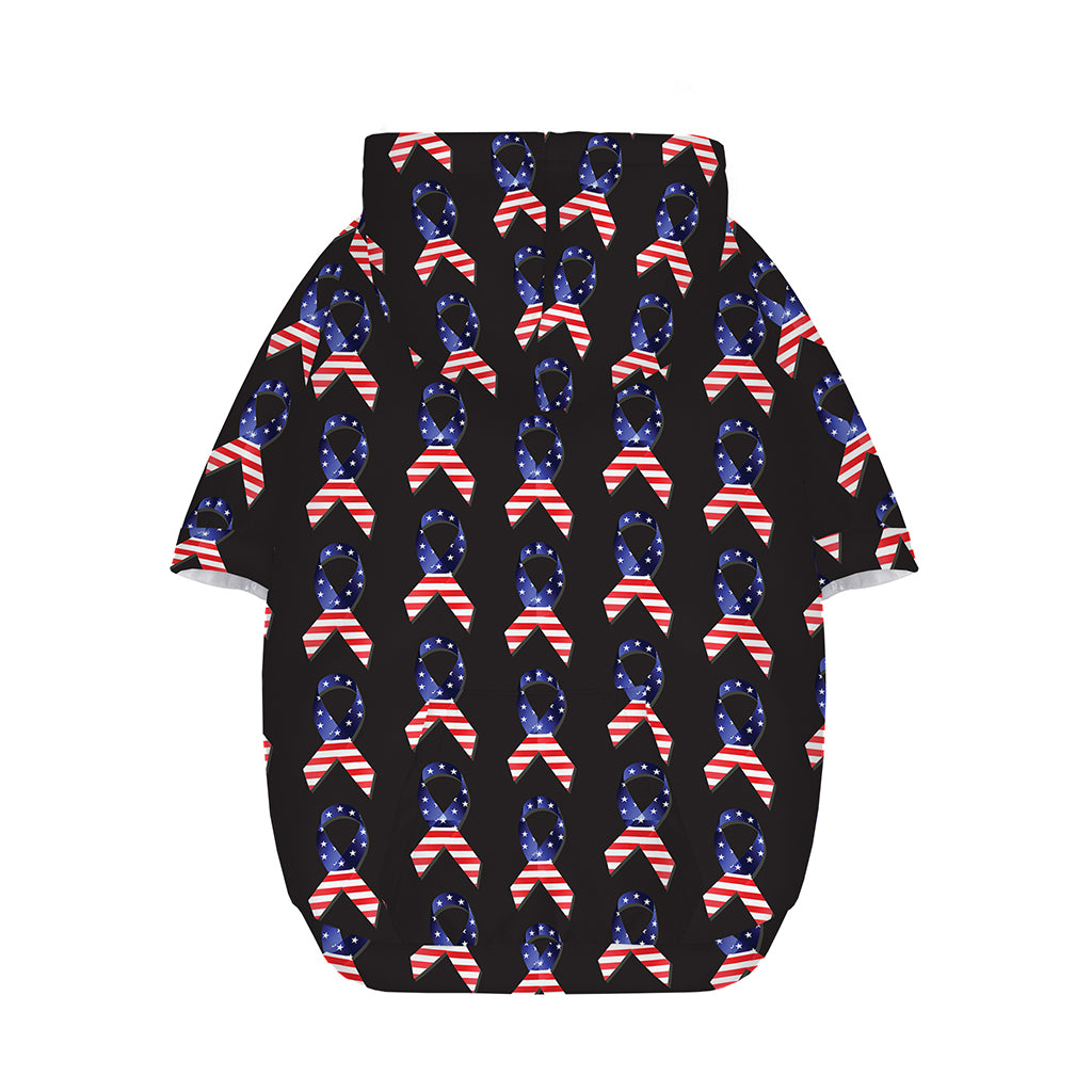 American Flag Ribbon Pattern Print Dog Zip Up Hoodie