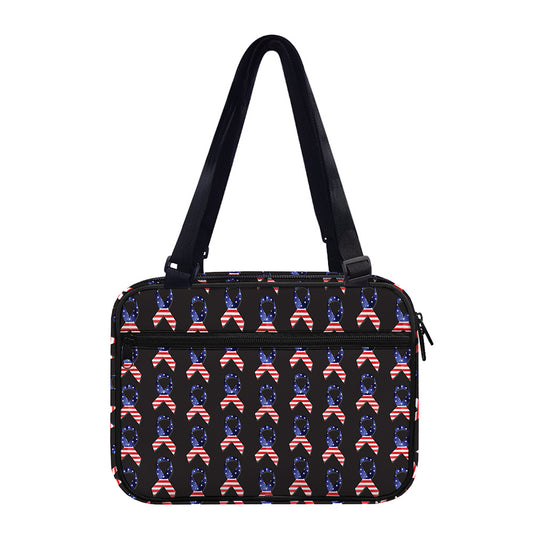 American Flag Ribbon Pattern Print Double Strap Bible Bag