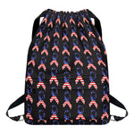 American Flag Ribbon Pattern Print Drawstring Backpack