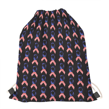 American Flag Ribbon Pattern Print Drawstring Bag
