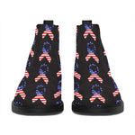 American Flag Ribbon Pattern Print Flat Ankle Boots