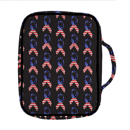 American Flag Ribbon Pattern Print Front Pocket Bible Bag