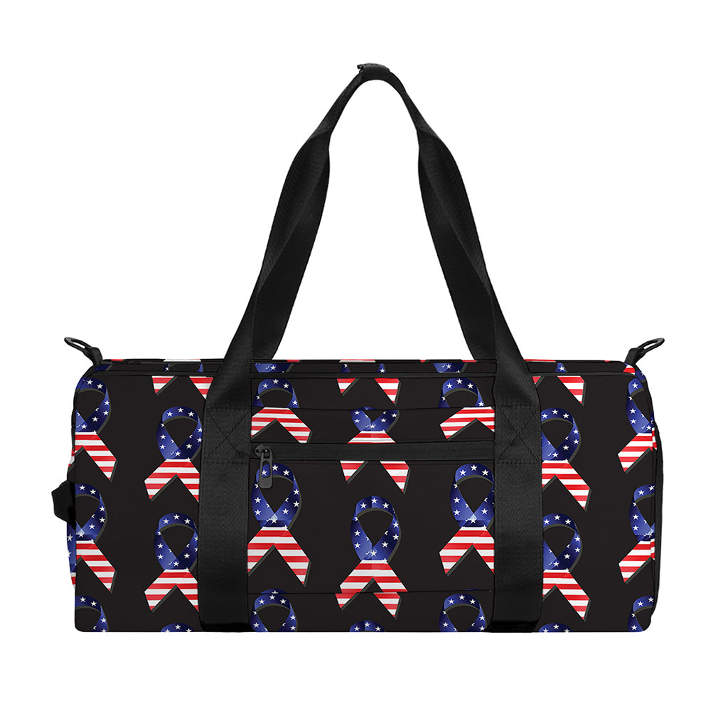 American Flag Ribbon Pattern Print Gym Bag