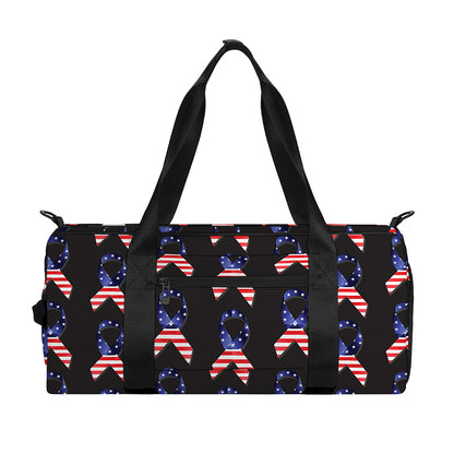 American Flag Ribbon Pattern Print Gym Bag