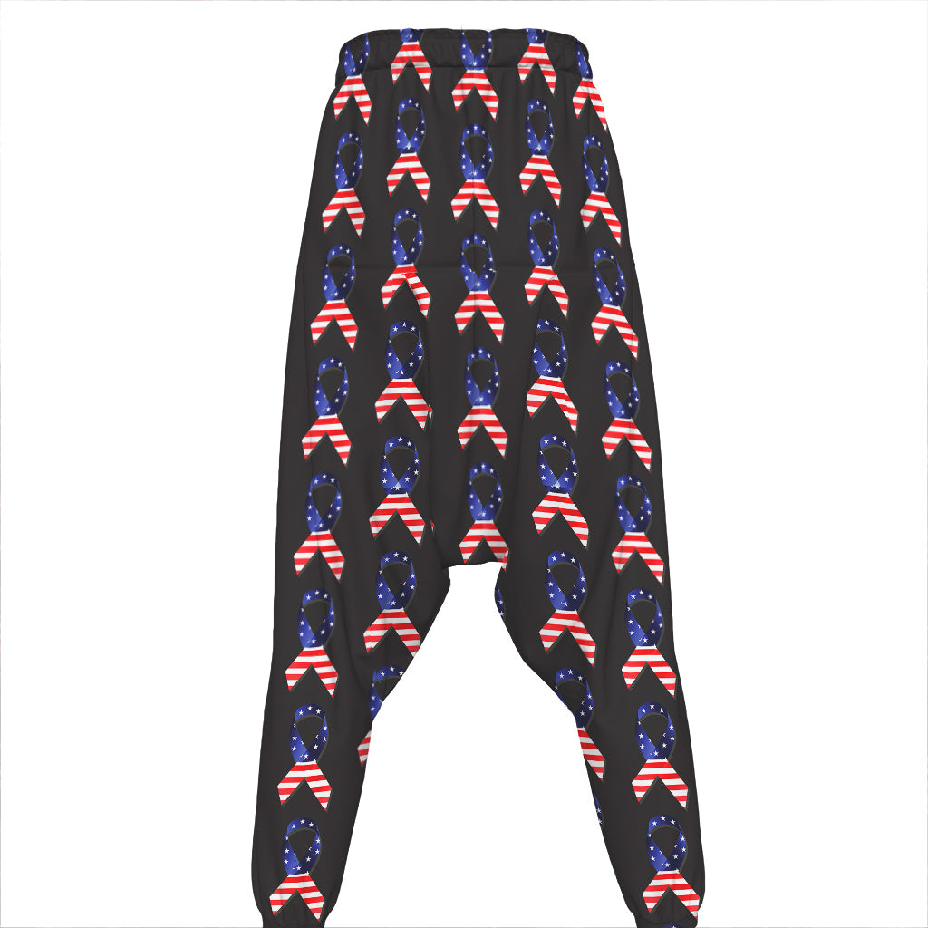 American Flag Ribbon Pattern Print Hammer Pants
