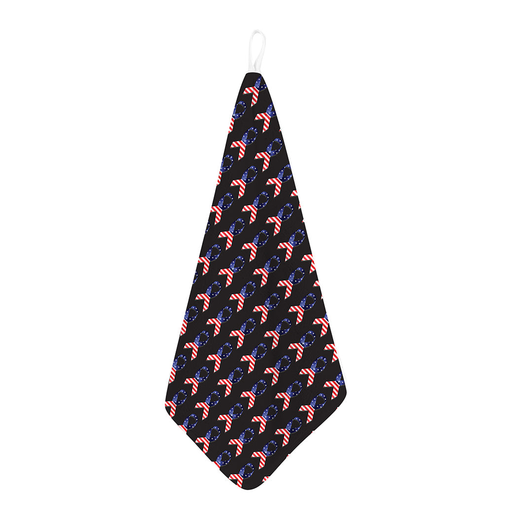 American Flag Ribbon Pattern Print Hand Towel