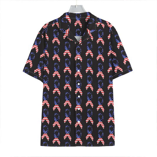 American Flag Ribbon Pattern Print Hawaiian Shirt