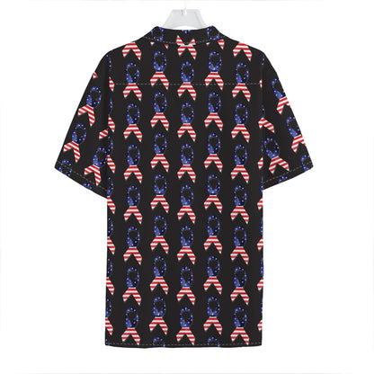 American Flag Ribbon Pattern Print Hawaiian Shirt