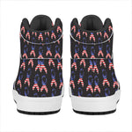 American Flag Ribbon Pattern Print High Top Leather Sneakers
