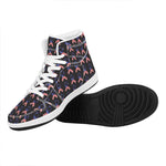 American Flag Ribbon Pattern Print High Top Leather Sneakers