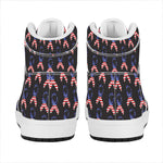 American Flag Ribbon Pattern Print High Top Leather Sneakers