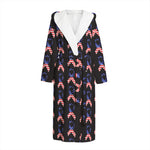 American Flag Ribbon Pattern Print Hooded Bathrobe