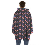 American Flag Ribbon Pattern Print Hoodie Blanket