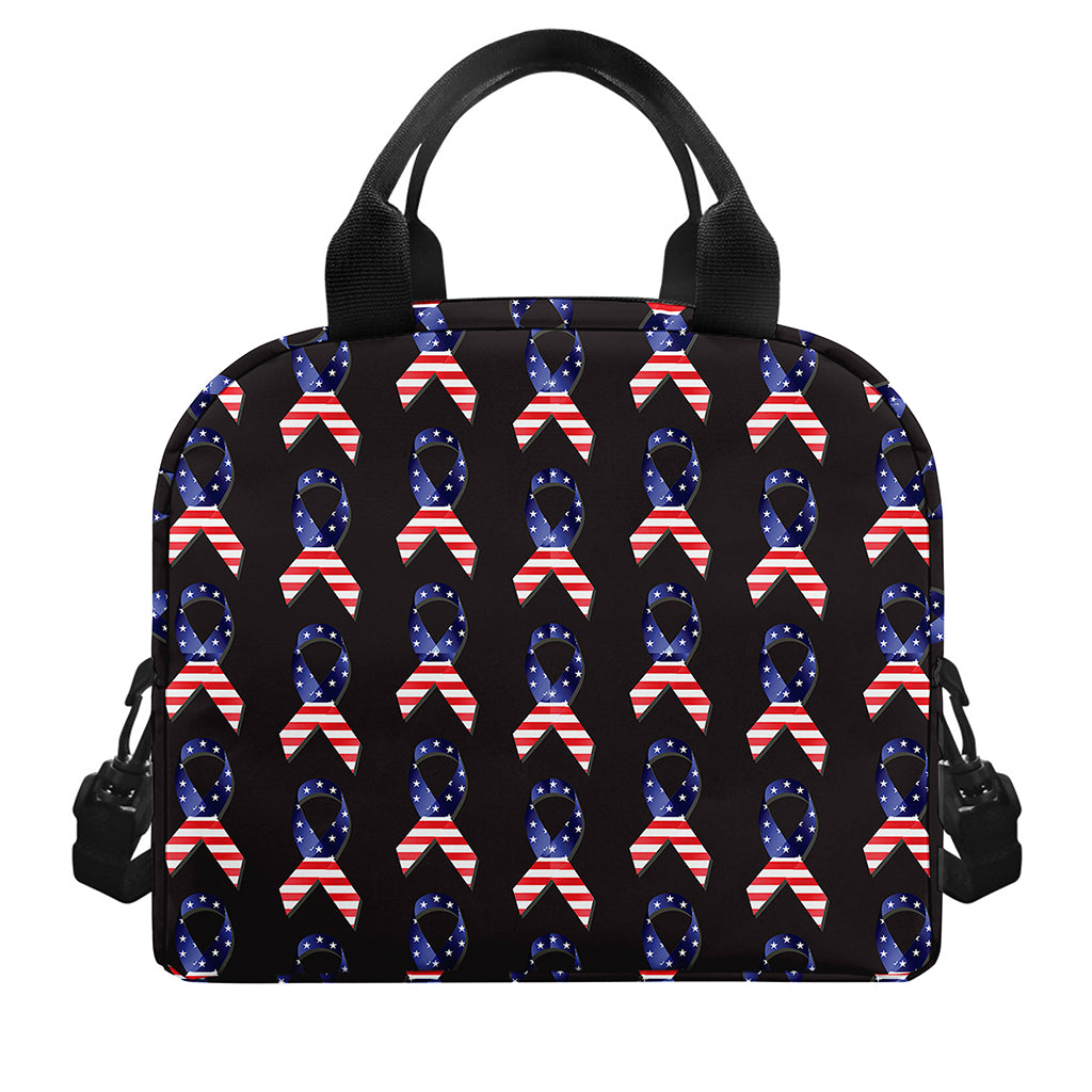 American Flag Ribbon Pattern Print Insulated Lunch Bag