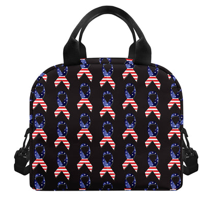American Flag Ribbon Pattern Print Insulated Lunch Bag