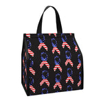 American Flag Ribbon Pattern Print Insulated Lunch Tote