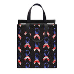 American Flag Ribbon Pattern Print Insulated Lunch Tote