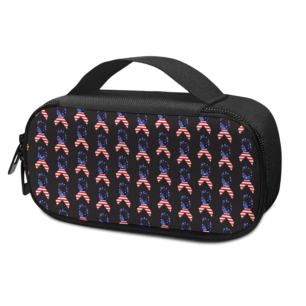 American Flag Ribbon Pattern Print Insulin Cooler Travel Case