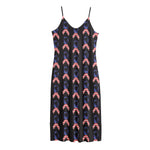 American Flag Ribbon Pattern Print Jersey Midi Cami Dress